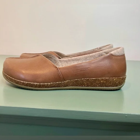 Stegman Brown Leather Loafers Liesl Leather Skimmer Wool Lined Womens 8 Shoes - Picture 8 of 11